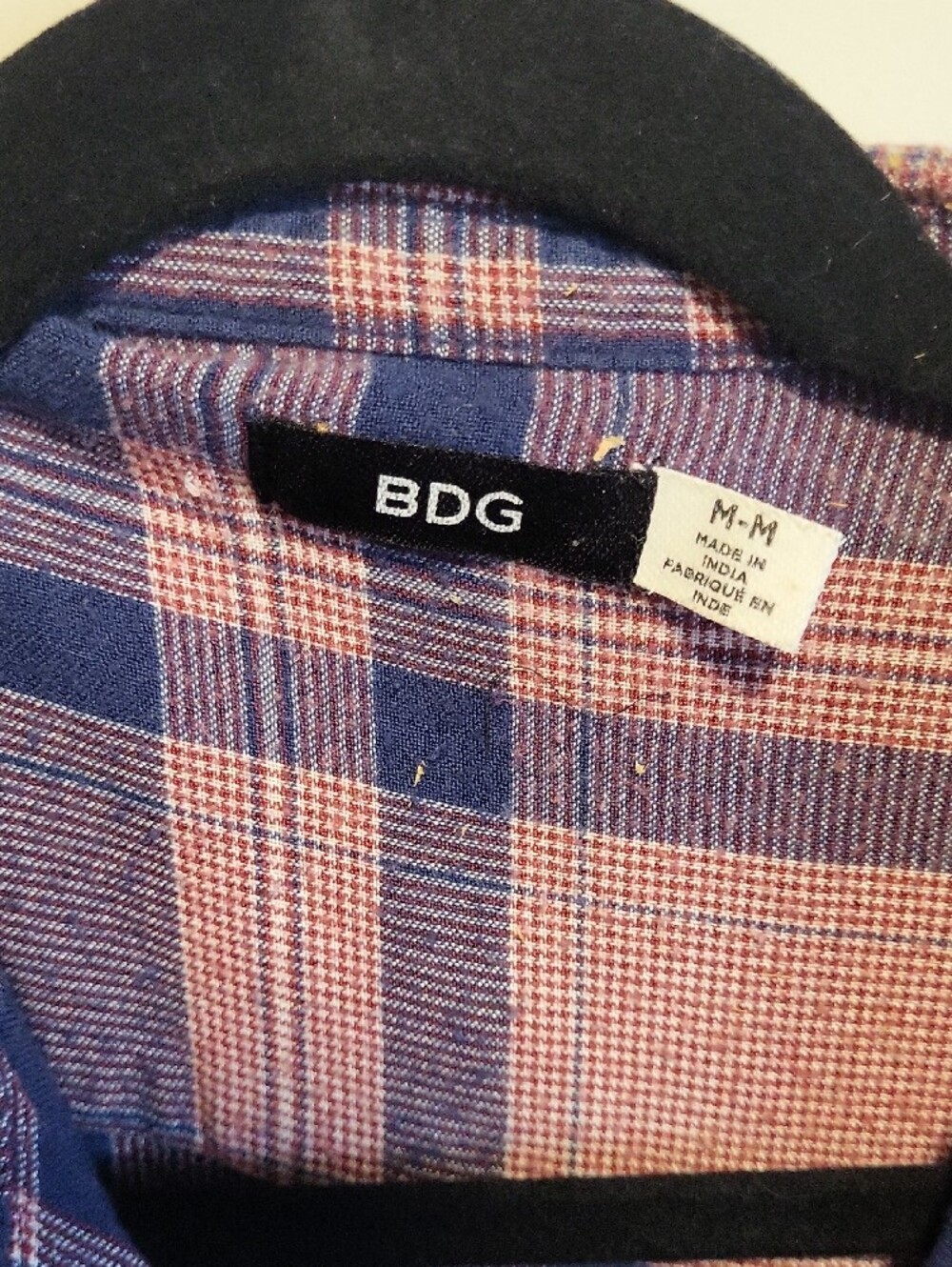 BDG Pink and Navy Plaid Button-Down Shirt - Picture 2 of 4